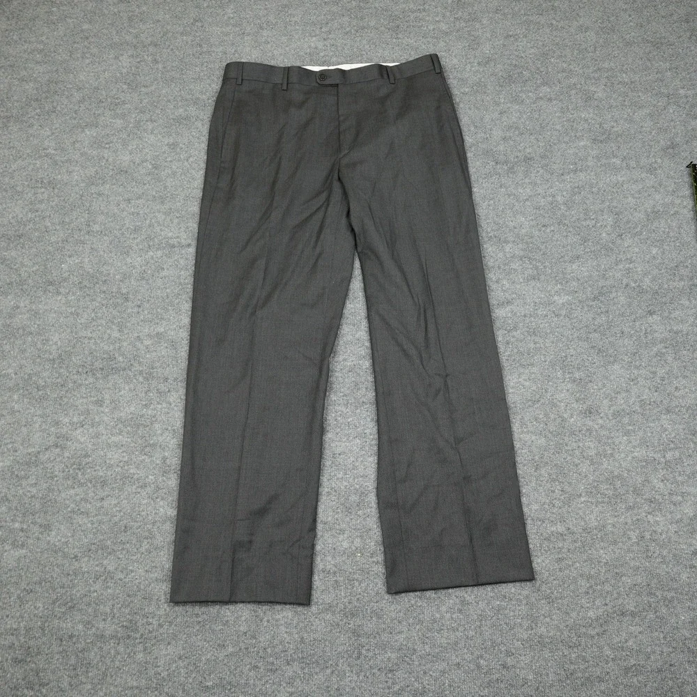 Zanella Todd Pants Mens 38 Grey 100% Virgin Wool Flat Front Made in Italy Dress